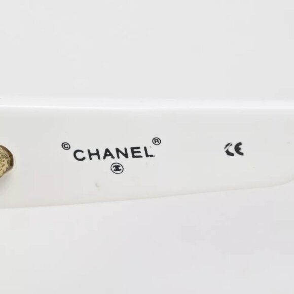 CHANEL Logo Sunglasses Eye Wear Plastic Black White main image 10